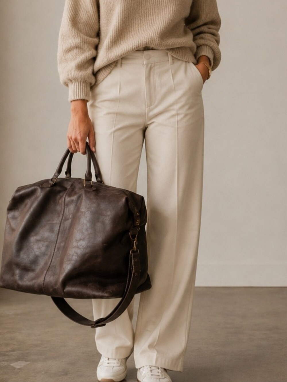 Able Brown Leather Logo Patch Tote - Picture 16 of 16